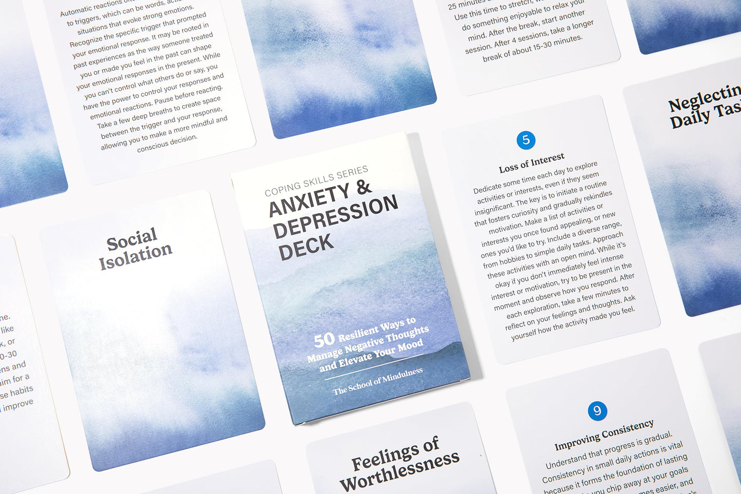 The School Of Mindfulness- Mindfulness Coping Skills Series Deck, For Depression And Anxiety, Anger Management, And Cravings And