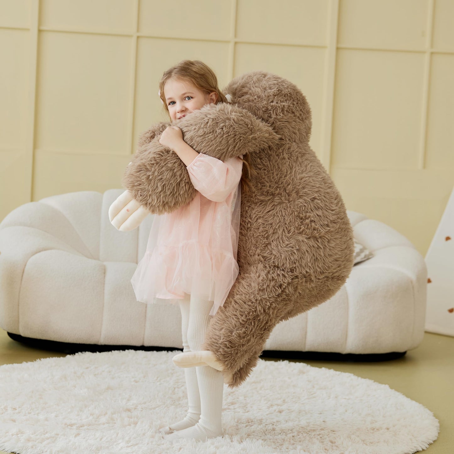 Ikasa Giant Sloth Stuffed Animal Plush Toy,Big Large Jumbo Soft Toys,34.5'' Cute Fat Fluffy Huge Size Plushy Plushie,Gifts For K