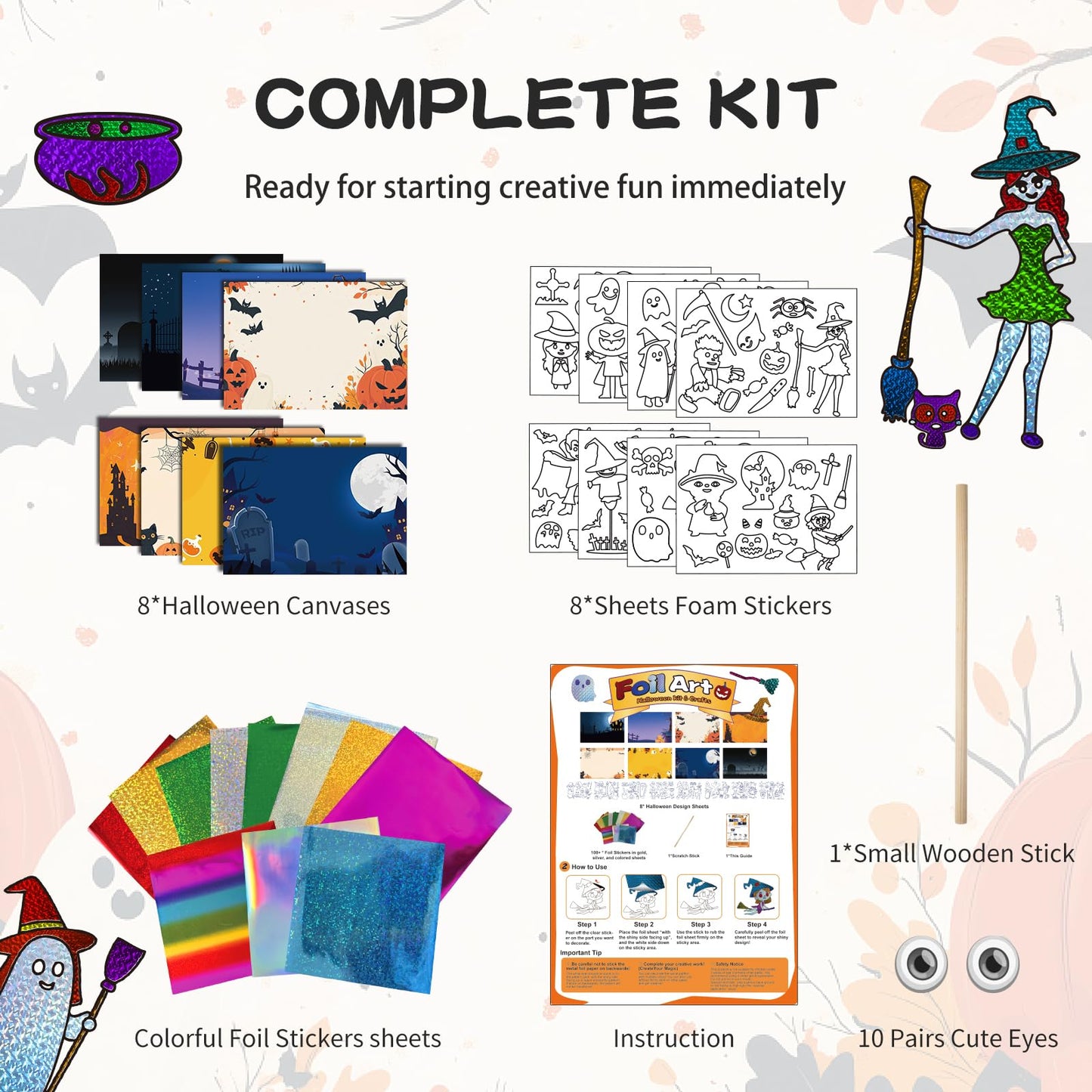 Foil Fun - No Mess Art for Kids, Foil Craft Kits & Fun Supplies, DIY Creative Activity for Holiday Gatherings, Friend Parties, Q