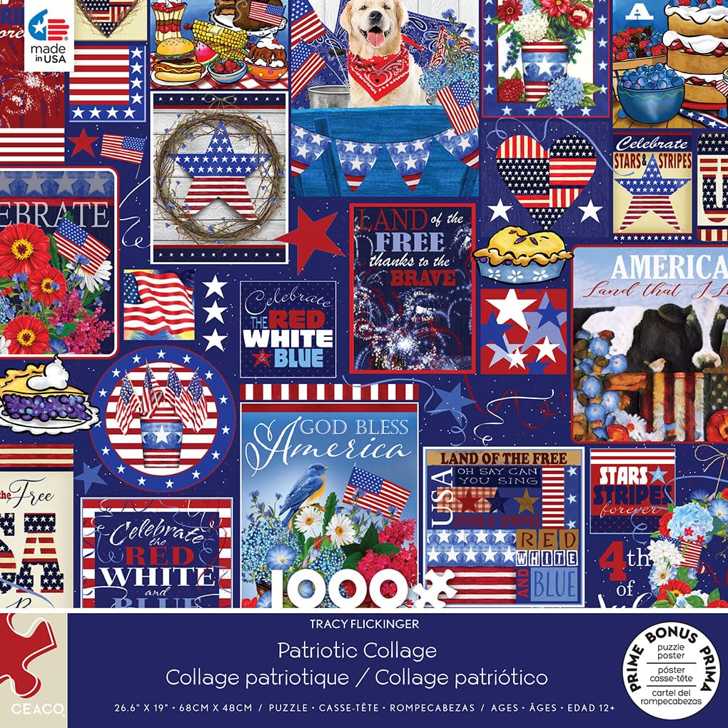 Ceaco - Tracy Flickinger - Patriotic Collage - 1000 Piece Jigsaw Puzzle