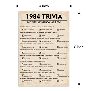 40Th Birthday Party Games, 1984 Trivia Games, Birthday Party Supplies For Adults, Fun 1984S Party Game,Pack Of 30 Cards