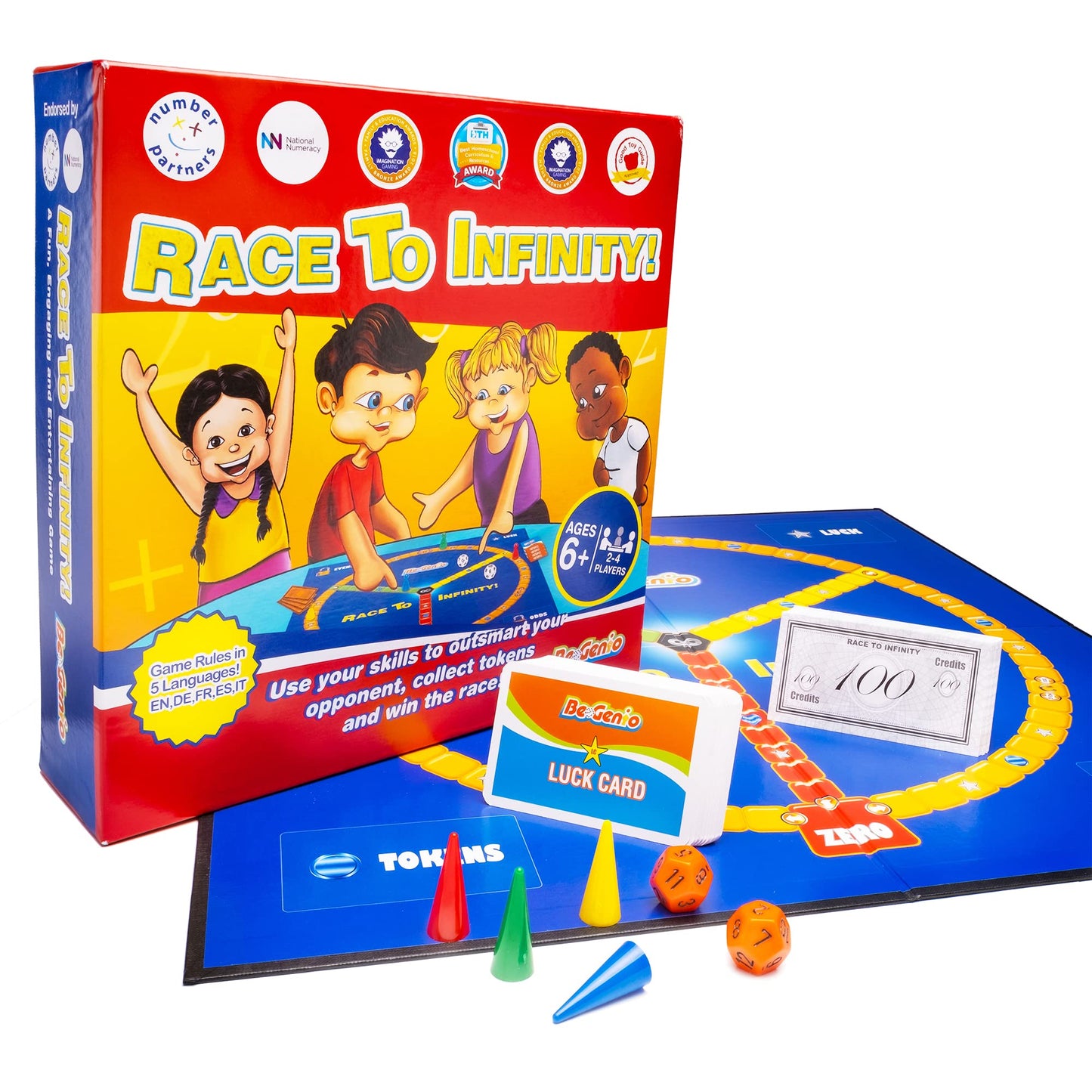 BeGenio - Race to Infinity, Math Games for Kids 6-12, Fun Educational Board Games, Multi-Level Tabletop Games, Table Top Board G