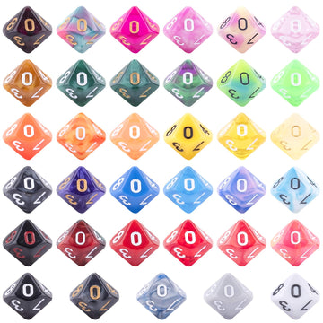 AUSTOR 35 Pieces Polyhedral Dice 10 Sided Game Dice Set Mixed Color 10 Sides Dice Assortment with a Black Velvet Storage Bag for