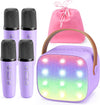 Yll Mini Karaoke Machine For Kids Adults: Portable Loud Speaker With 4 Wireless Microphones -Popular Easter Birthday Party Gifts For Girls Boys 3, 4, 5, 6, 7, 8, 9, 10+ Year Old Toys(Purple)