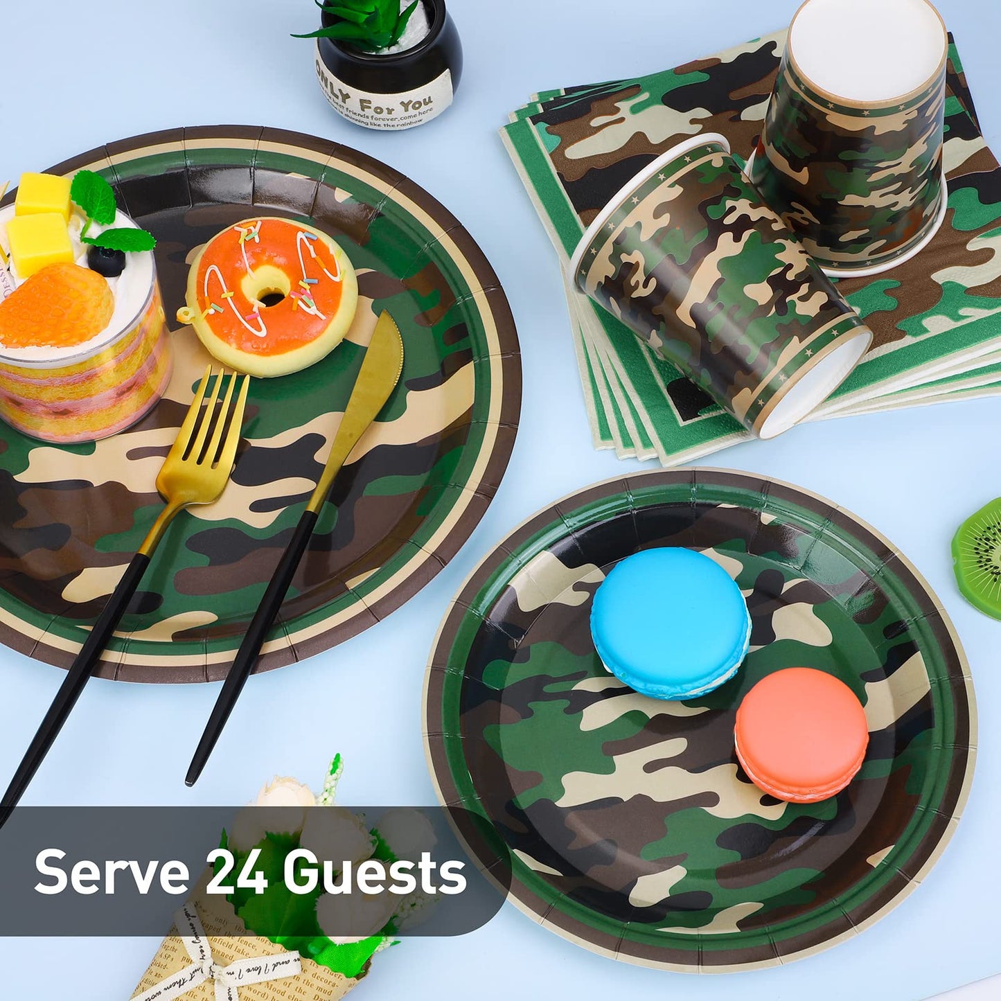 Durony 96 Pieces Camouflage Themed Party Supplies Serve 24 Include Dinner Paper Plates Luncheon Napkins Party Cups For Camouflag