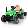 Anpabo 24V Ride On Tractor W/Tiltable & Detachable Trailer, Eva Tires, Up To 4.3Mph, Ride On Toys With Parental Remote, Realistic Tractor Sound & Chimney, Music Player, Led Light, Green