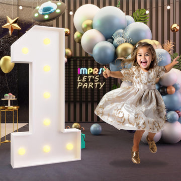Imprsv 3Ft Marquee Numbers, Light Up Numbers For 1St 21St Birthday Decorations Anniversary Party Decor, Number 1 Light Up Number