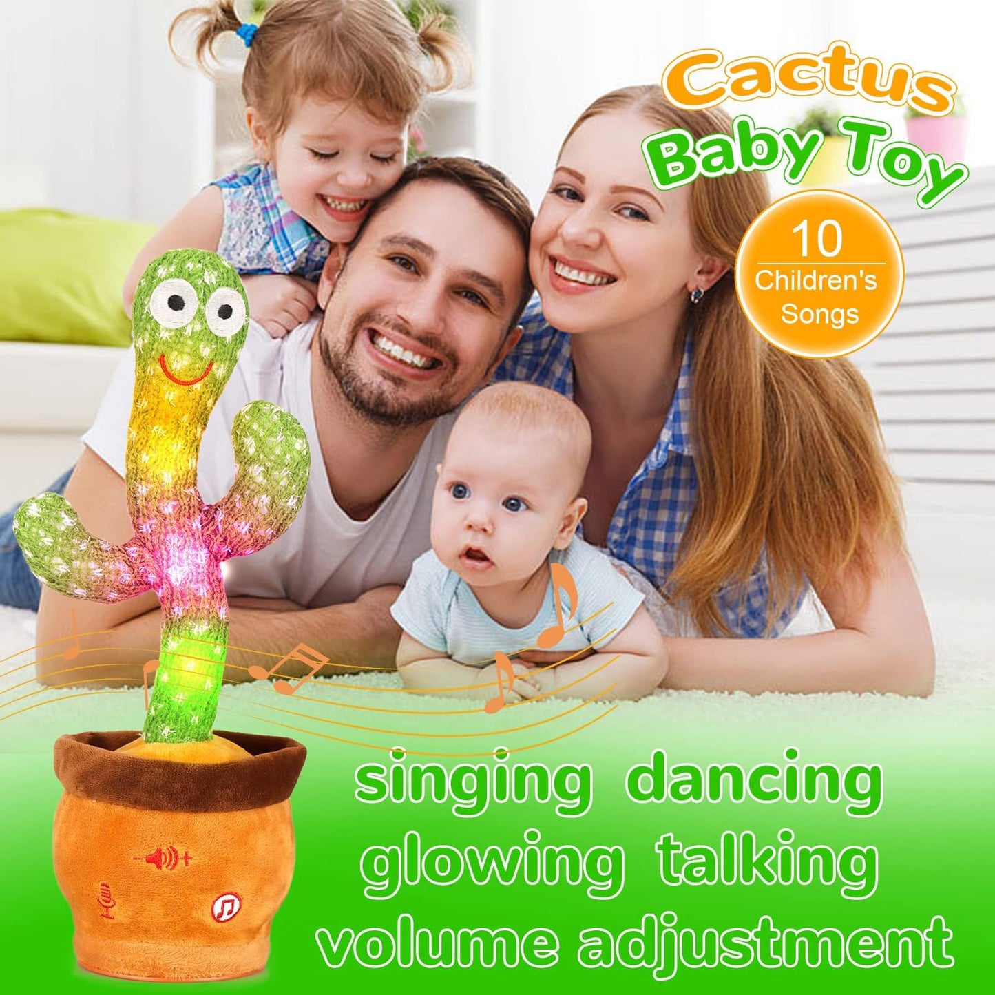 Milegi Volume Adjustable Dancing Talking Cactus, Children'S Song Cactus Baby Toy Dancing Cactus Mimicking Toys, Talking Cactus T