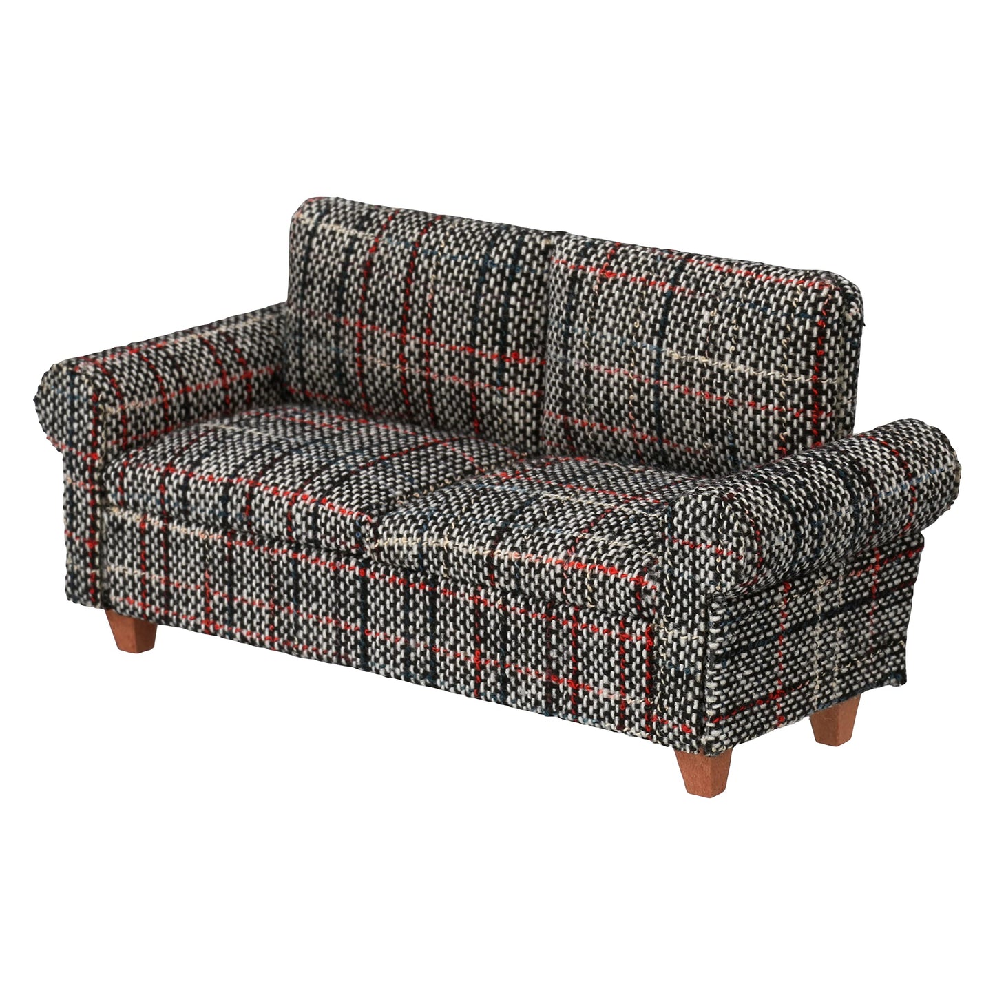 Brown Dollhouse Sofa Couch, Miniature Living Room Furniture Loveseat, Accessories For 6 Inch Dolls, 1/12 Scale, Retro