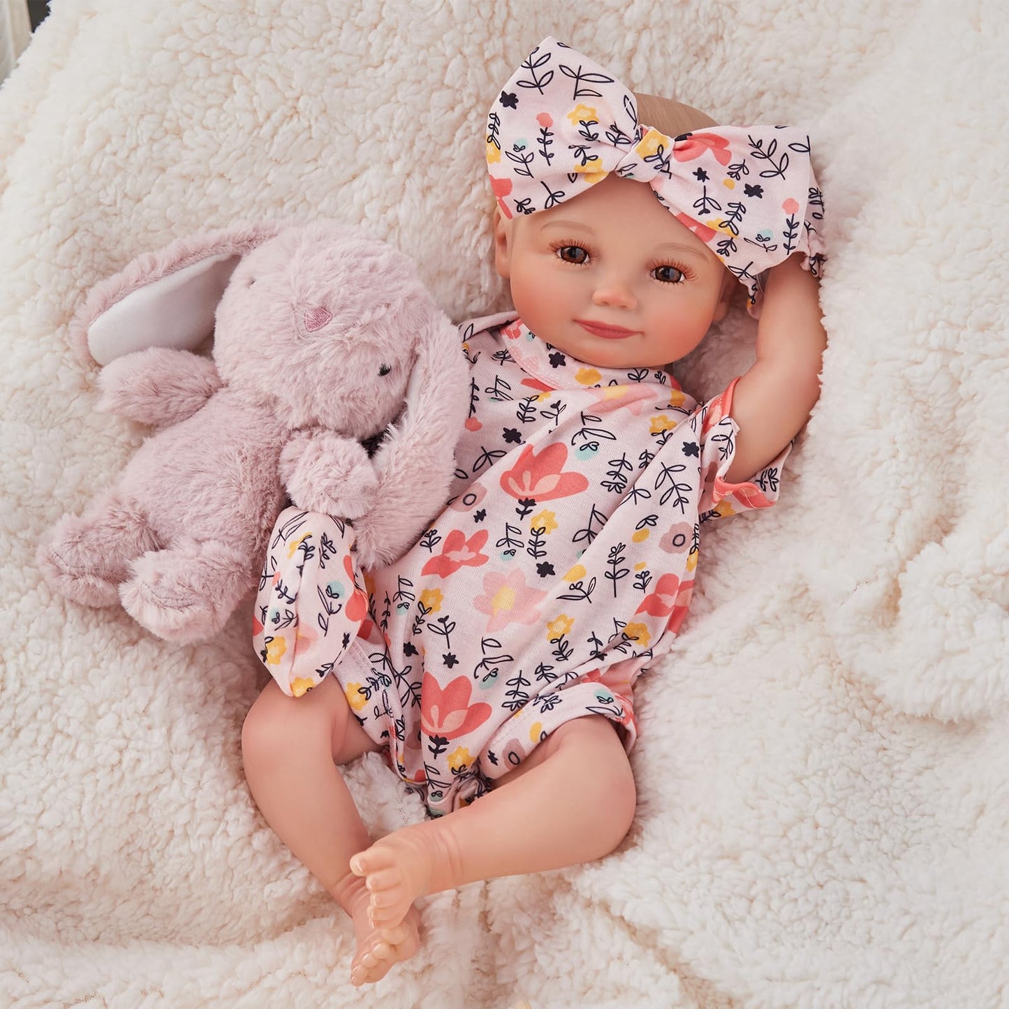 Babeside 4 Pcs Reborn Baby Doll Clothes For 17- 22 Inch Dolls, Baby Doll Clothes Outfits Doll Accessoreis With Sock, Headband Ne