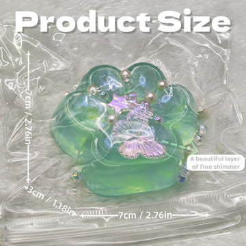 2.76 Inch Squeeze Toys Cat Paw Handmade Squeeze, Green Glitter Transparent Squeeze Paw, Cute Soft Squeeze For Stress Relief, Fid