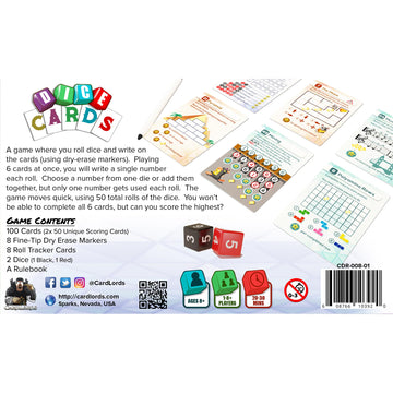 CardLords: Dice Cards - 50 Unique Roll & Write Mini Games in One Box, Strategy Card Games, Family Party Game, Ages 8+, 1-8 Playe