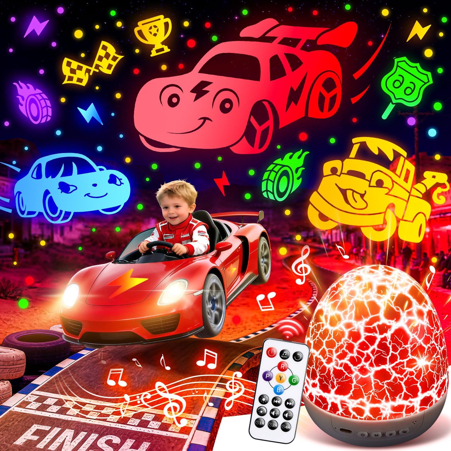 PIKOY Toy Cars Toys | 6HD Films+15 Sounds+31 Colors+Remote Control+360Rotating | Cars for Toddlers 1-3 Toy Cars for Boys Age 4-7
