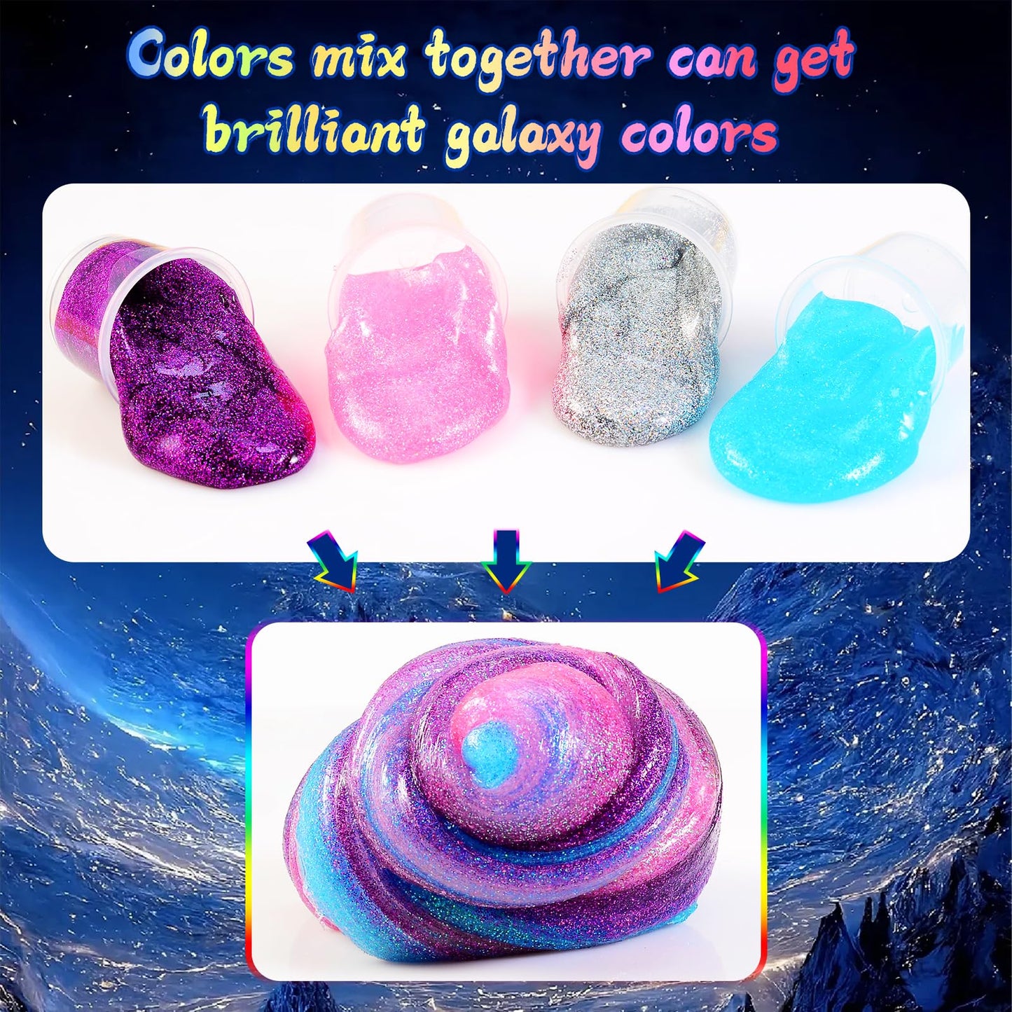 Zdthnsiat Galaxy Slime Sparkling 24Pack Toy Party Favors For Girl, Stretchy And Non-Sticky, Stress Relief Toy For Boys, Easter B