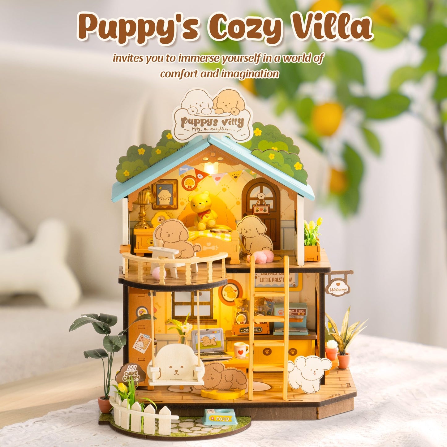 Robotime Diy Miniature House Kit, Mini Wooden Dollhouse Diorama Model, Tiny House Building Kits,Birthday Christmas Craft Hobbies