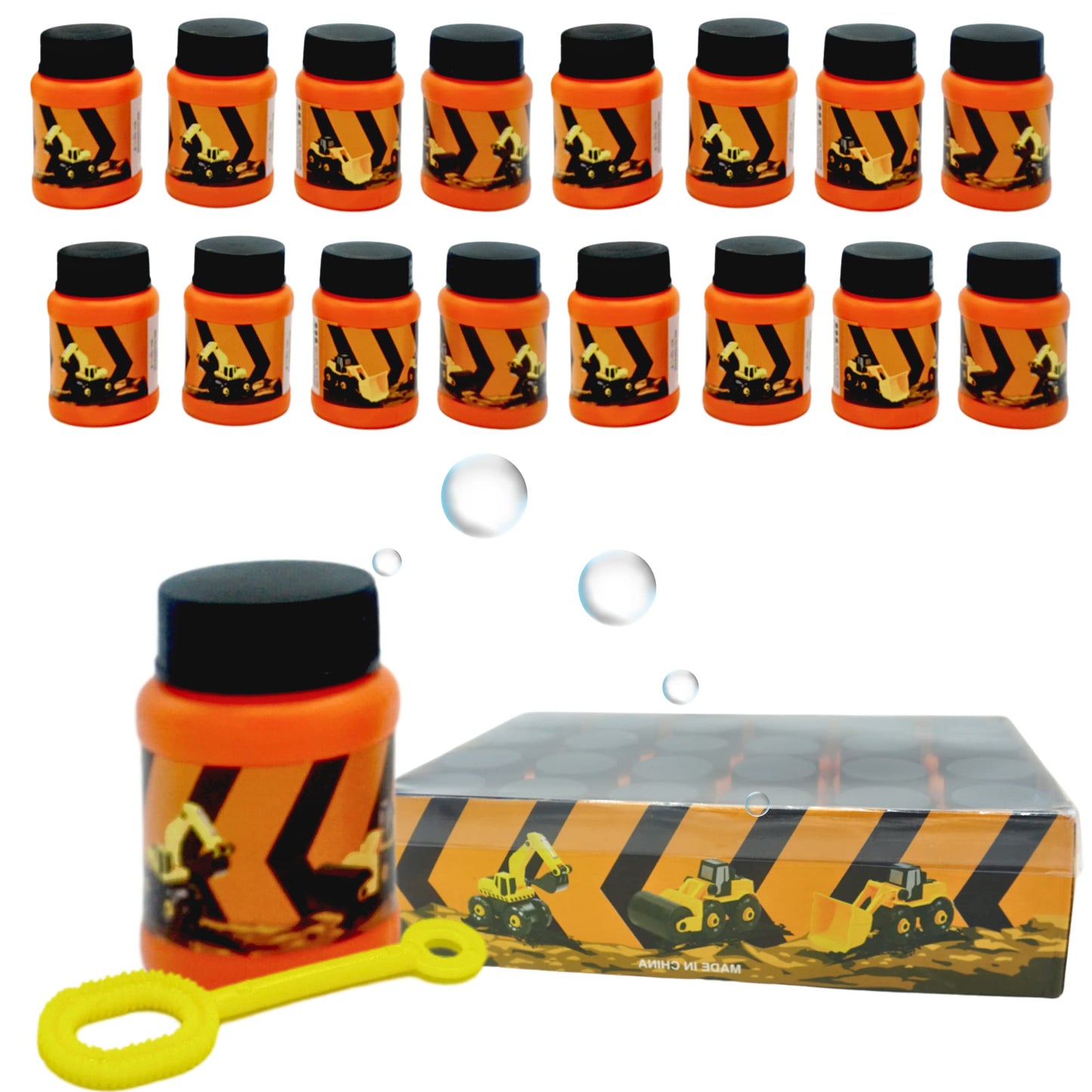 4E's Novelty Construction Themed Mini Bubbles Party Favors for Kids 1 FL oz. Construction Birthday Party Supplies, Dump Truck De