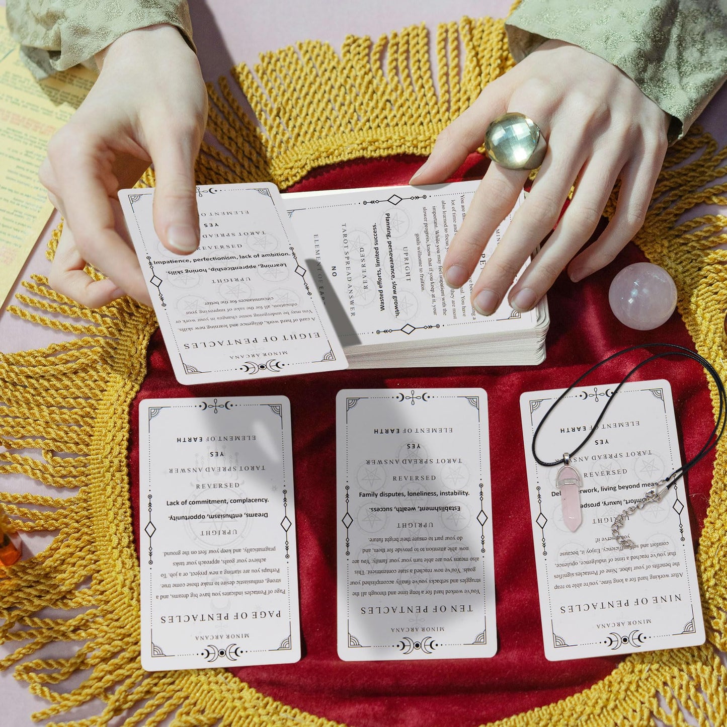 Knana Tarot Cards For Beginners, Learning Tarot Cards Deck With Meanings On Them, Pocket Tarot Deck With Tarot Bag Amethyst Crys