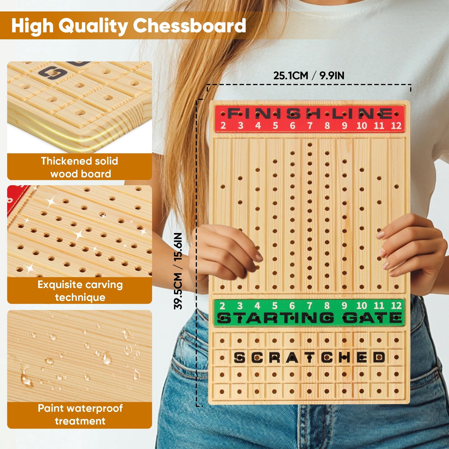 Blockstarterx ? Horse Racing Game With Cards And Dice, Horse Race Board Game For Adult, Thickened Solid Wood With 11 Luxurious D