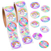 Playbees Unicorn Emoticon Sticker Rolls - 200 Multicolor Reward Stickers for Parties & Mailing, 1.5 Inch Decals