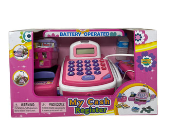 Lvnvtoys Activity Learning Family Battery Operated Electronic Cash Register Toy Pretend Play Microphone, Scanner, Money and Cred