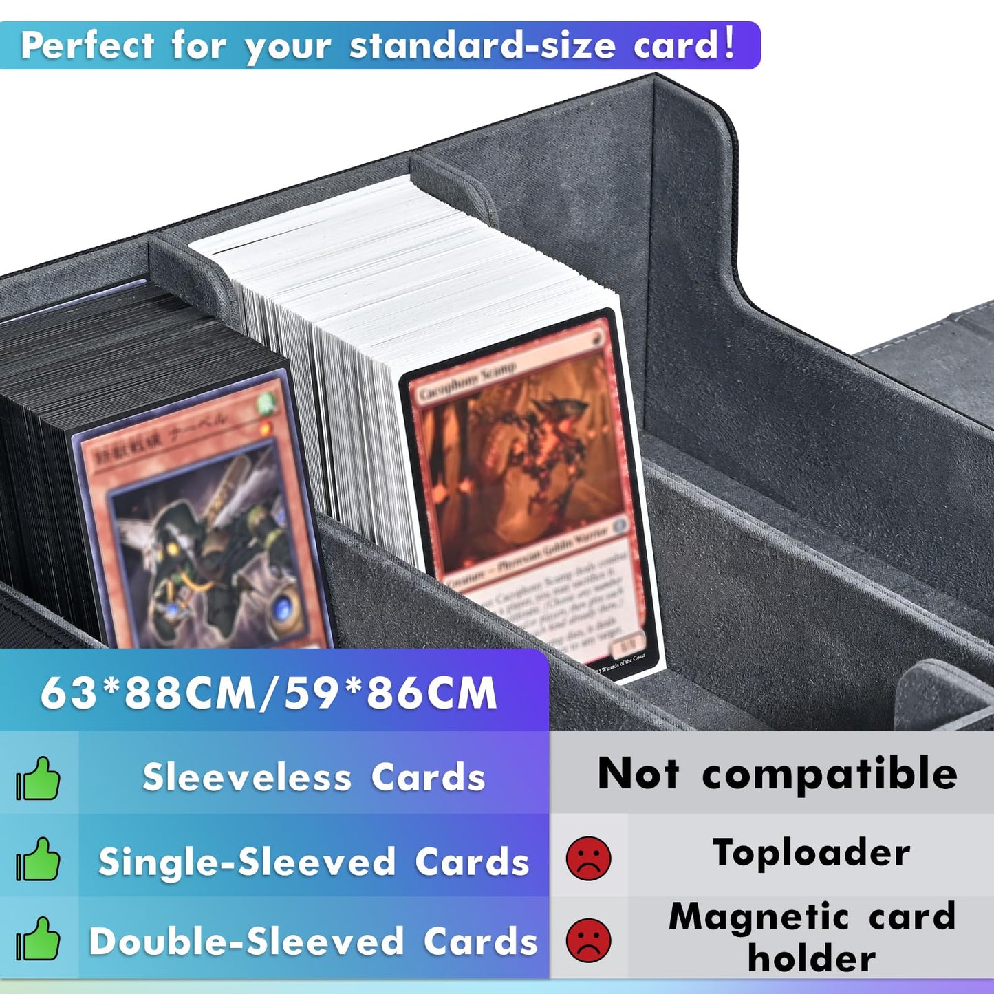 Uaono Card Storage Box For Trading Cards, 1800+ Pu Leather Commander Card Deck Case, Magnetic Closure Card Holder Fits For Magic Game Cards (Black)