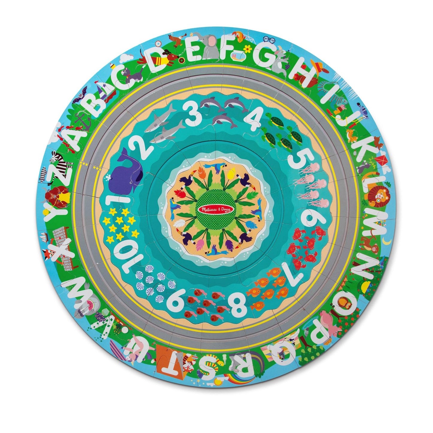 Melissa & Doug Round The Shore Tracks Cardboard Jigsaw Floor Puzzle And Wind-Up Vehicles – 48 Pieces, For Boys And Girls 4+ - Fsc Certified