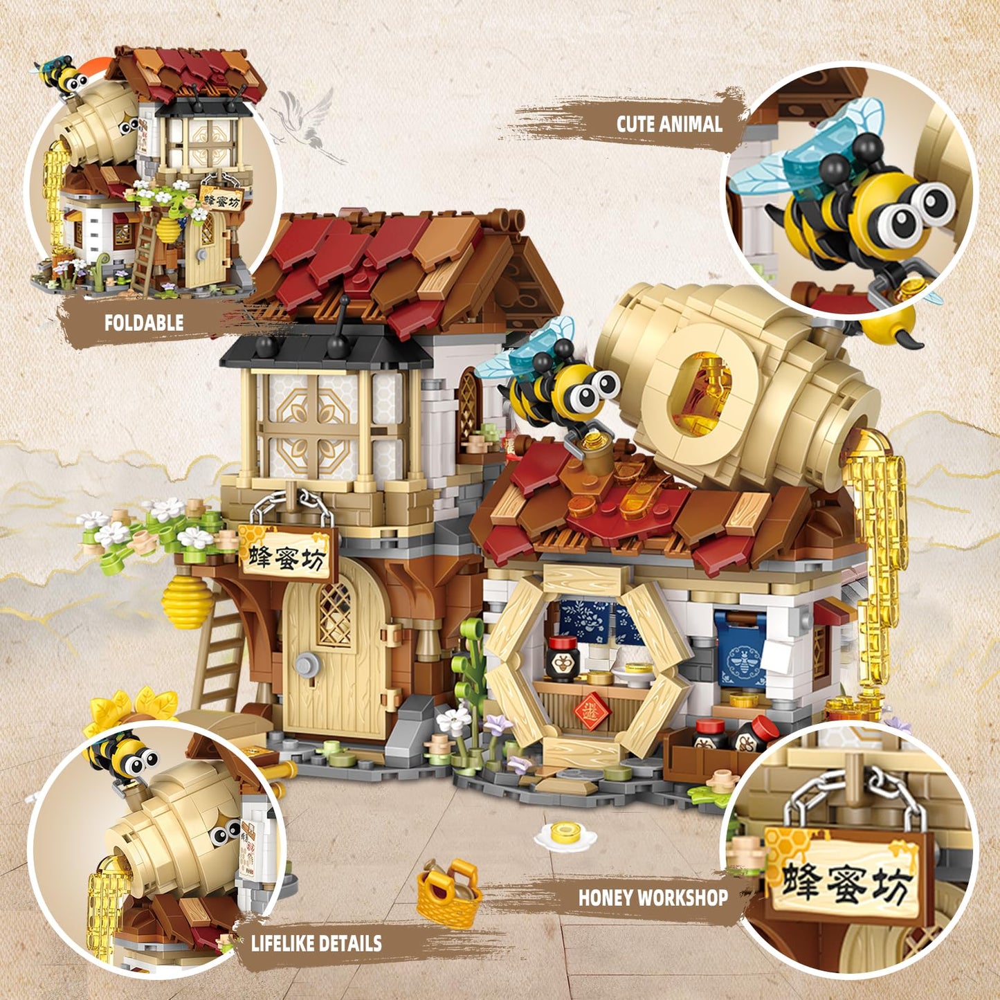Honey Workshop Mini Building Blocks, MOC Creative Building Toys Model Set for 7-9 Years Old Girls Boys, 1242 PCS Simulation Arch