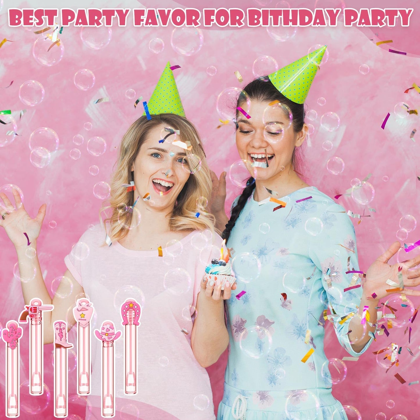 Shappy 60 Pcs Western Cowgirl Bubble Wands Bulk Mini Bubble Wands Party Favors Small Bubbles Birthday Party Gift for Novelty Gif