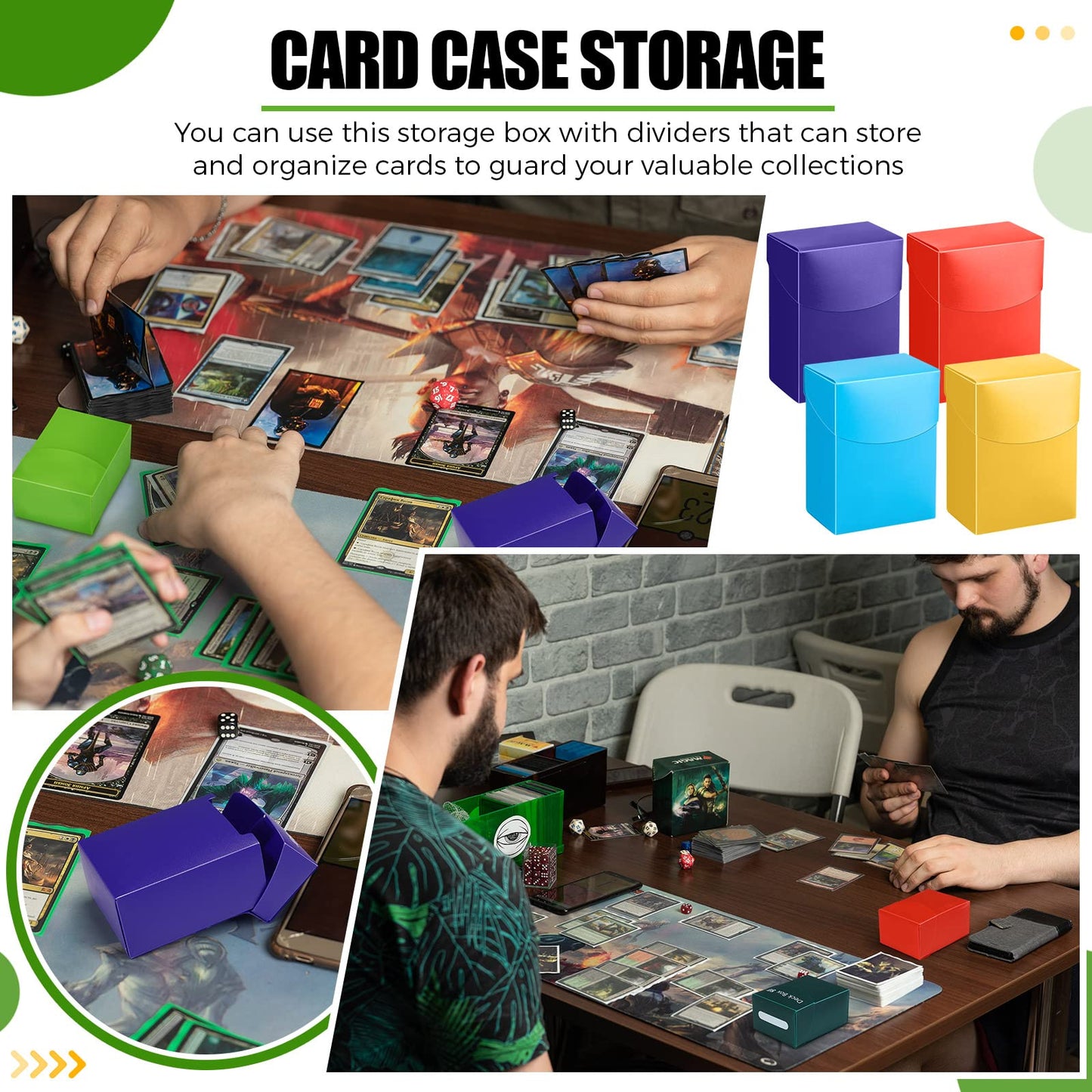 Zhehao 40-Piece Mint Deck Card Boxes with 20 Dividers - Storage Organizer for Trading Cards & Party Games, 2.88x1.88x3.88