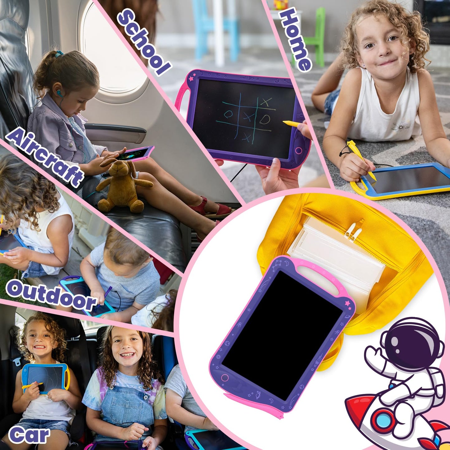 Lcd Kids Drawing Tablet, Guyucom Colorful Doodle Board For Toddler 3 4 5 6 Years Old, Writing Tablet Bluey Educational Toy Travel Essentials, Christmas Birthday Gift Presents For Boy/Girl(Purple/Pink)