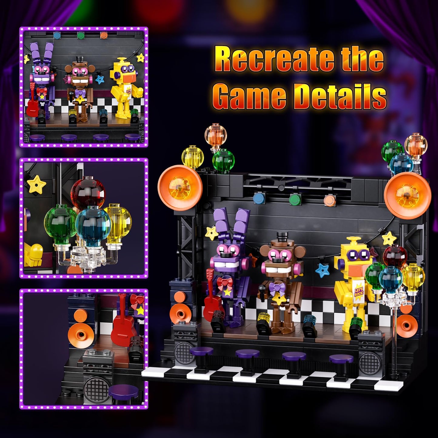Five Nights Security Breach Stage Building Block Toy, Classic Horror Game Stage With Monster Building Set, Compatible With Lego,