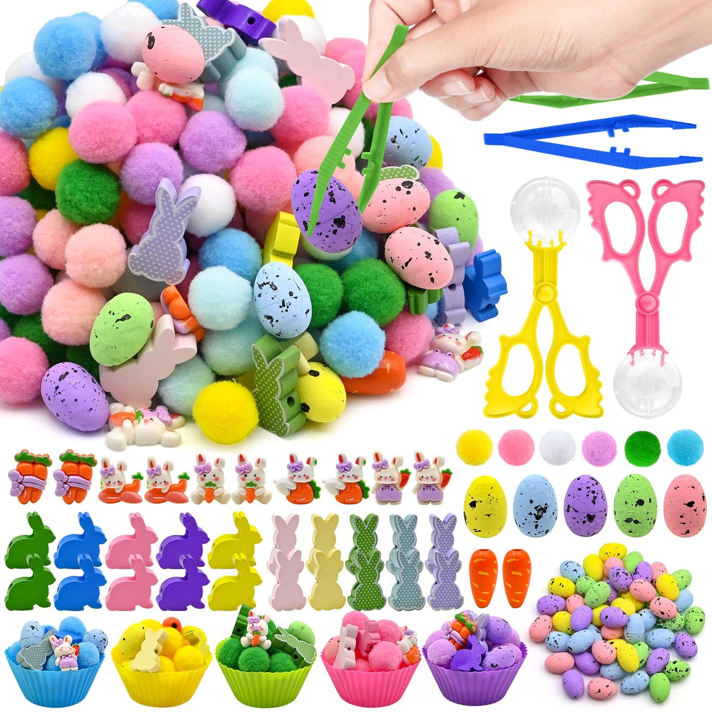 196 Pcs Easter Sensory Bin Filler Bunny Egg Carrot Flower Counting Sorting Sensory Bin Items Fine Motor Easter Counts For Spring