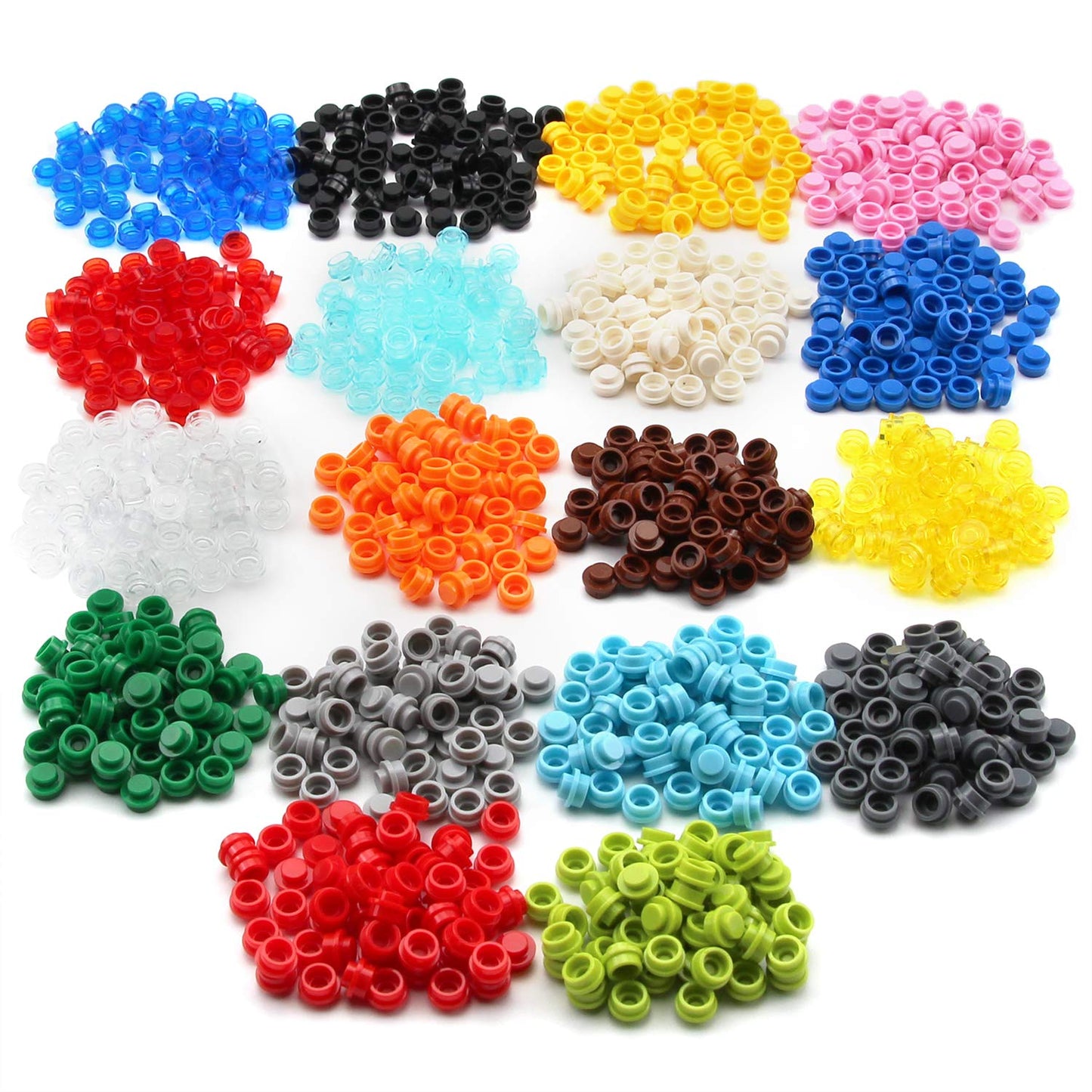 Feleph Custom 1000Pcs Multicolored Round Plates 1X1 Building Blocks Moc Colors Transparent Pieces Bricks Dots Bulk Studs Accesso