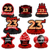 Happy 23Rd Birthday Red And Black Table Honeycomb Centerpieces Balloons Theme Decor Table Decorations Table Toppers For Girls Women Princess 23 Years Old Birthday Party Bday Supplies Background Gold