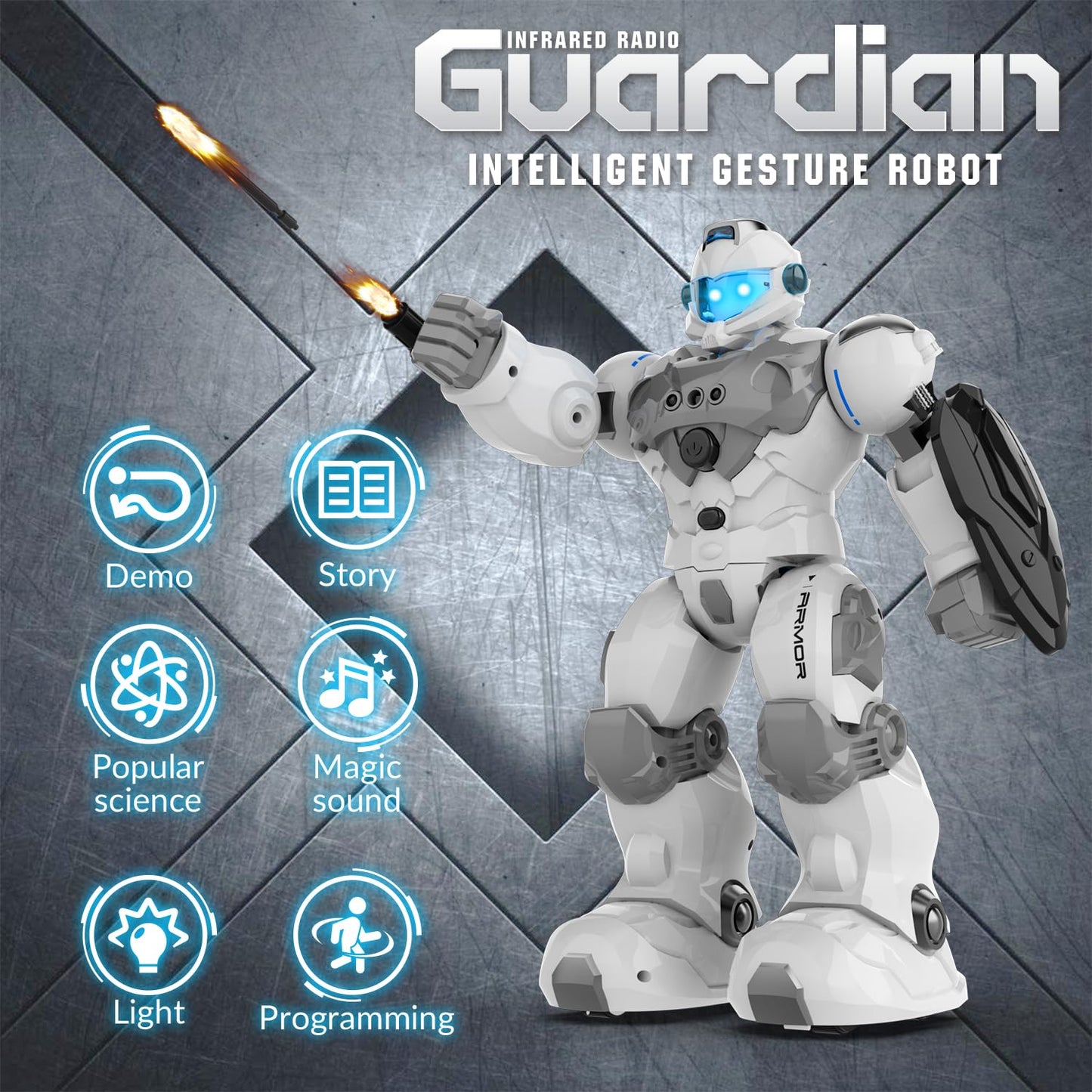 Stemtron Robot Toys For Kids, Programmable Remote Control Robot With Intelligent Gesture Sensing, Recharge, Singing & Dancing Mo