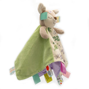 Taggies Soothing Sensory Stuffed Animal Security Blanket, Flora Fawn, 13 X 13-Inches