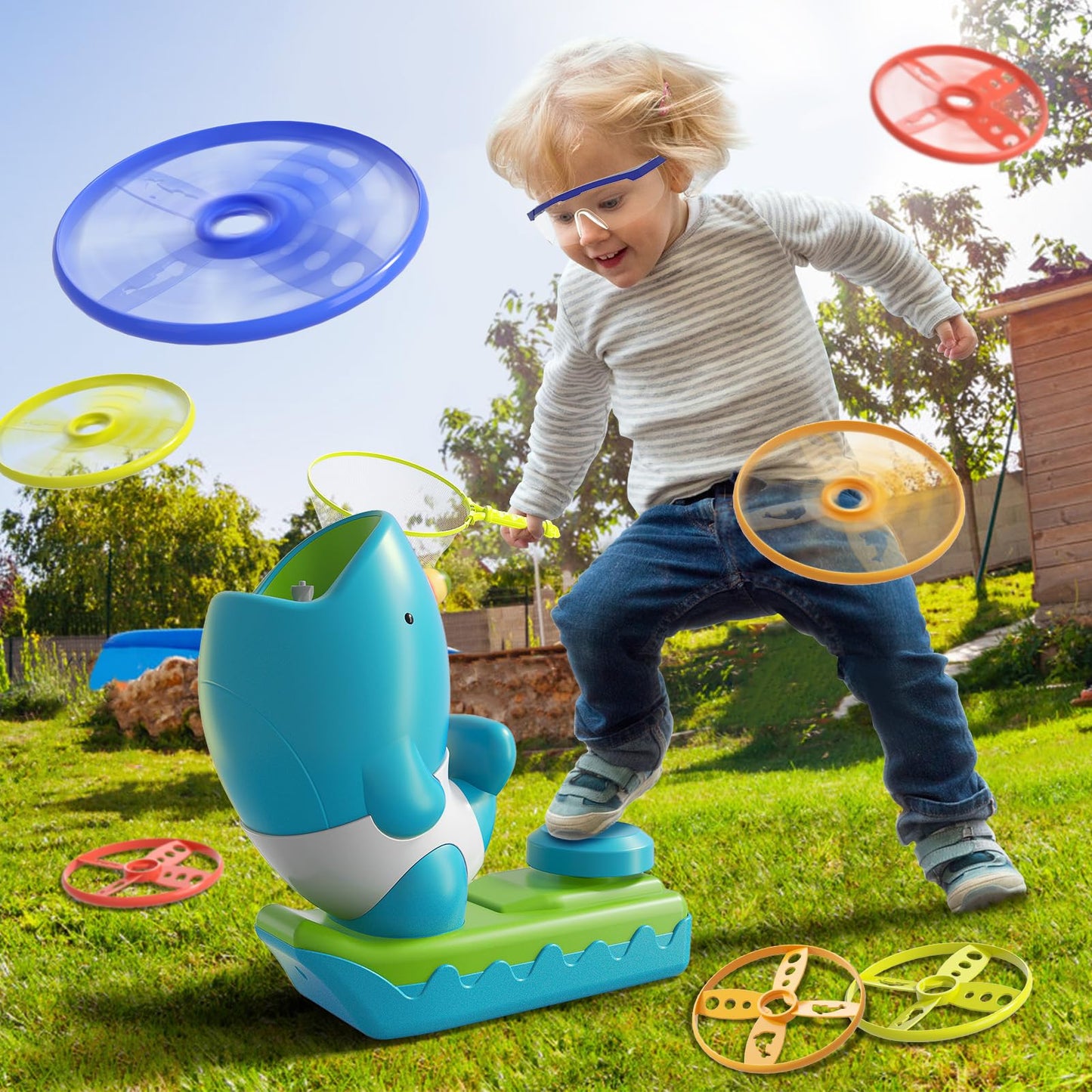 Bennol Outdoor Game Toys For Kids Ages 3-5 4-8, Flying Disc Launcher Outdoor Outside Toys Gifts For 3 4 5 6 7 8 Year Old Boys Kids, Ideas Outside Outdoor Toys For Kids Toddlers Boys Ages 3-5 6-8 4-8