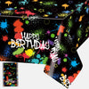 Domgoge Glow Tablecloth For Birthday Party Decoration Plastic Neon Table Cover Rectangle Paint Splatter Graffiti Black Table Clo