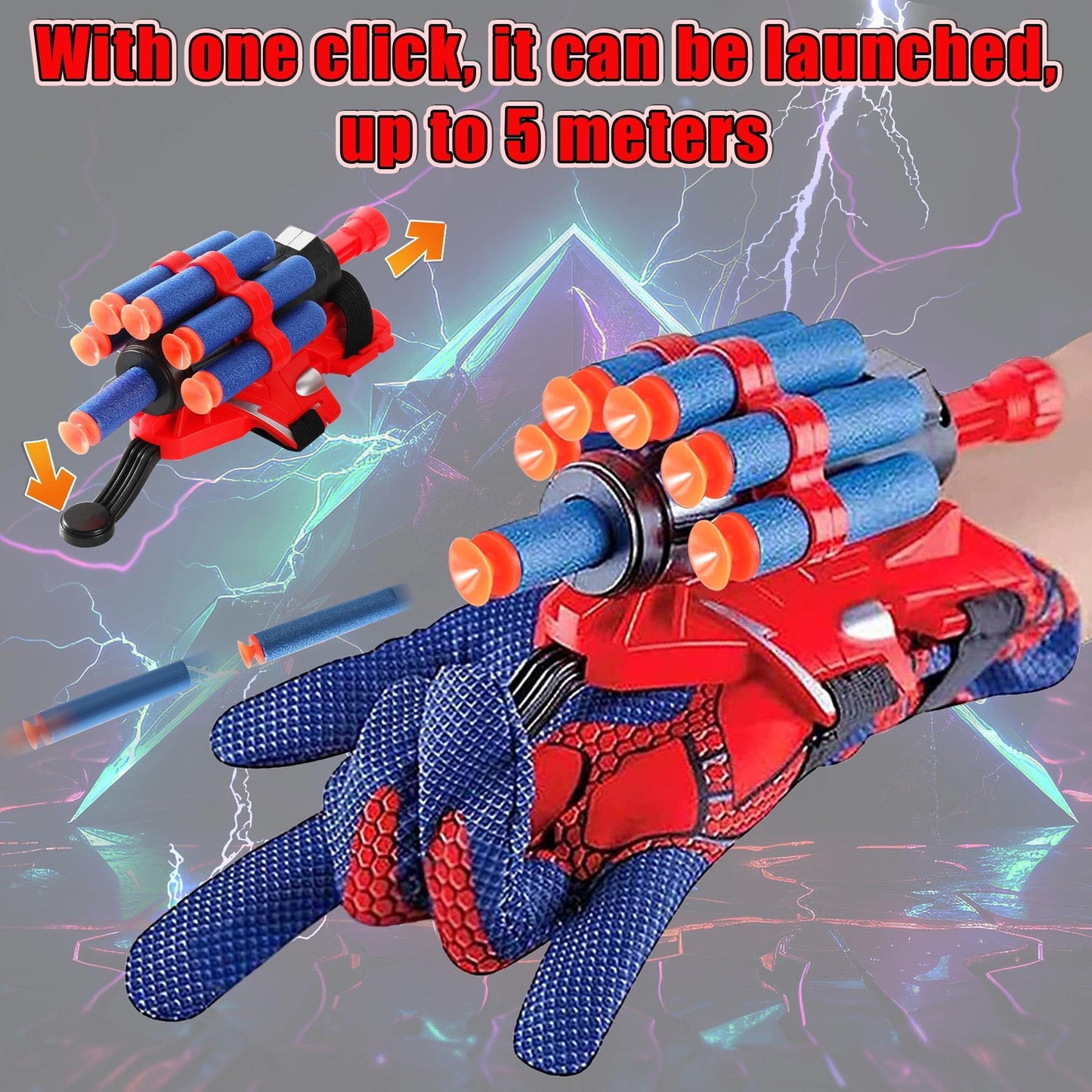Web Shooters Game for Kids - Kids Capes and LED Mask Set - Hero Glowing Mask - Reproducing Movie Scenes, Cosplay Costume for Boy