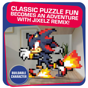 Jixelz Remix Sonic The Hedgehog Craft Kit - Running Shadow - No Heat or Glue Required - STEM Building Toys - Pixel Art for Bedroom or College Dorm Room Decor - 700+ Pieces - Ages 8 Years and Up