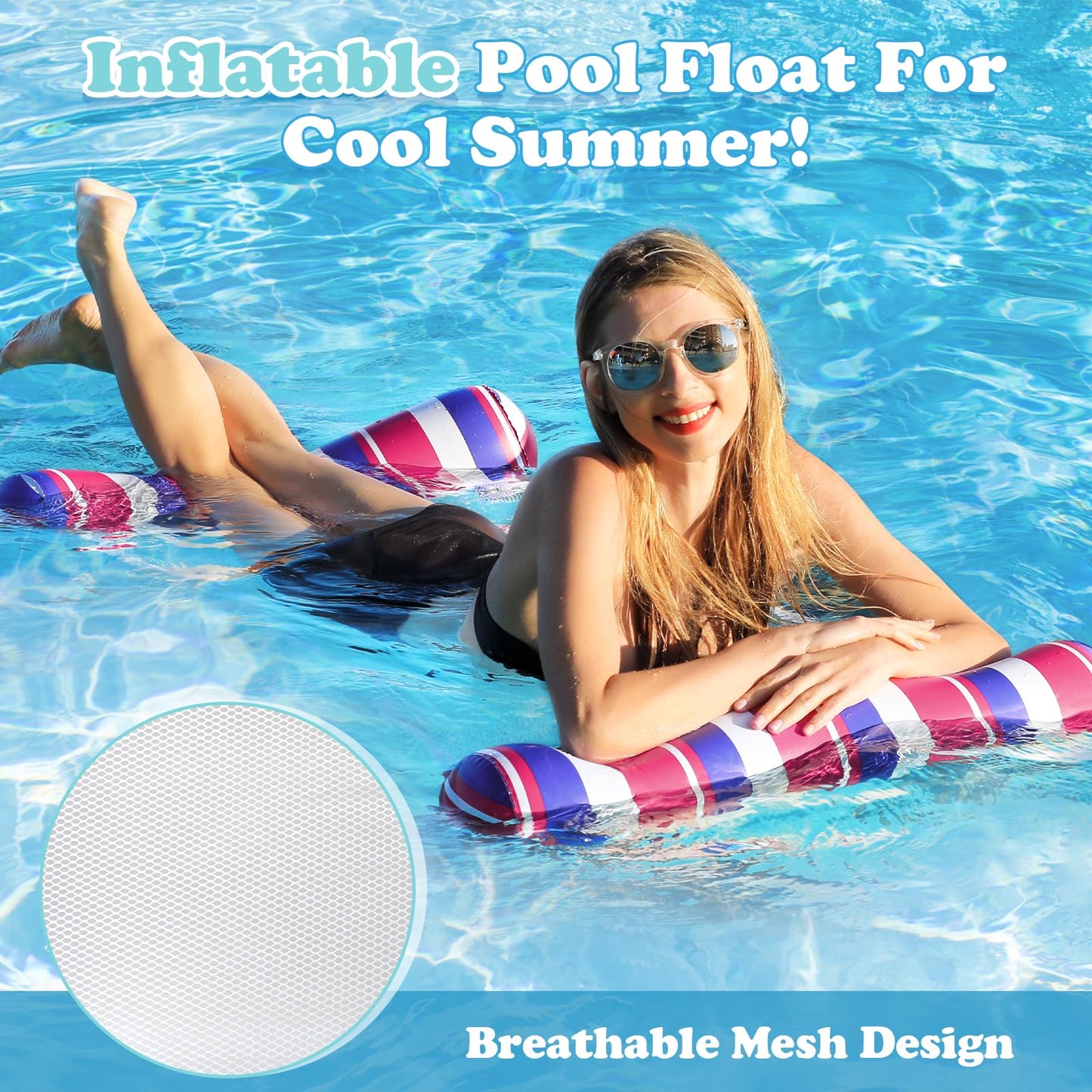 Pool Floats - 2 Pack Inflatable Pool Floats Rafts, Pool Floats Adult Size, 4-In-1 Floats For Swimming Pool, Thick Pvc Pool Float