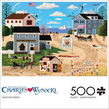Buffalo Games 500 Piece Jigsaw Puzzle - Nantucket Breeze, Paper, Blue/White, 21.25 x 15.00 - Perfect for Game Nights