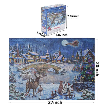 Christmas Puzzle Eve 500 Pieces Jigsaw Puzzles For Adults,27'' X20'' Large Puzzle Winter Santa Claus Decoration For Family Party