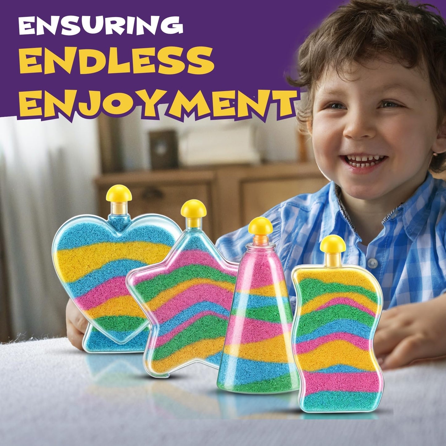 12 Pack: Sand Art Kits for Kids - Create Your Own Colored Sand Art, Includes 12 Bottles, Funnels, Sticks, 48 Bags of Sand for Ar