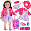K.T. Fancy 18 Inch American Doll Clothes and Accessories Doll Travel Suitcase Playset for Girls Cute Travel Doll Clothes for 18 Inch Girl Doll(Not Include Doll & Shoes) (Sequin )