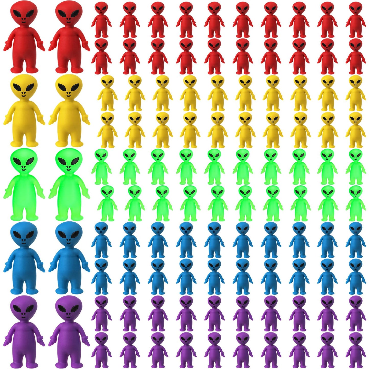 Croblissful 100 Pcs Mini Alien Figures Bulk Colorful Glow In The Dark Small Little Alien Figurines For Space Party Favors Hide A