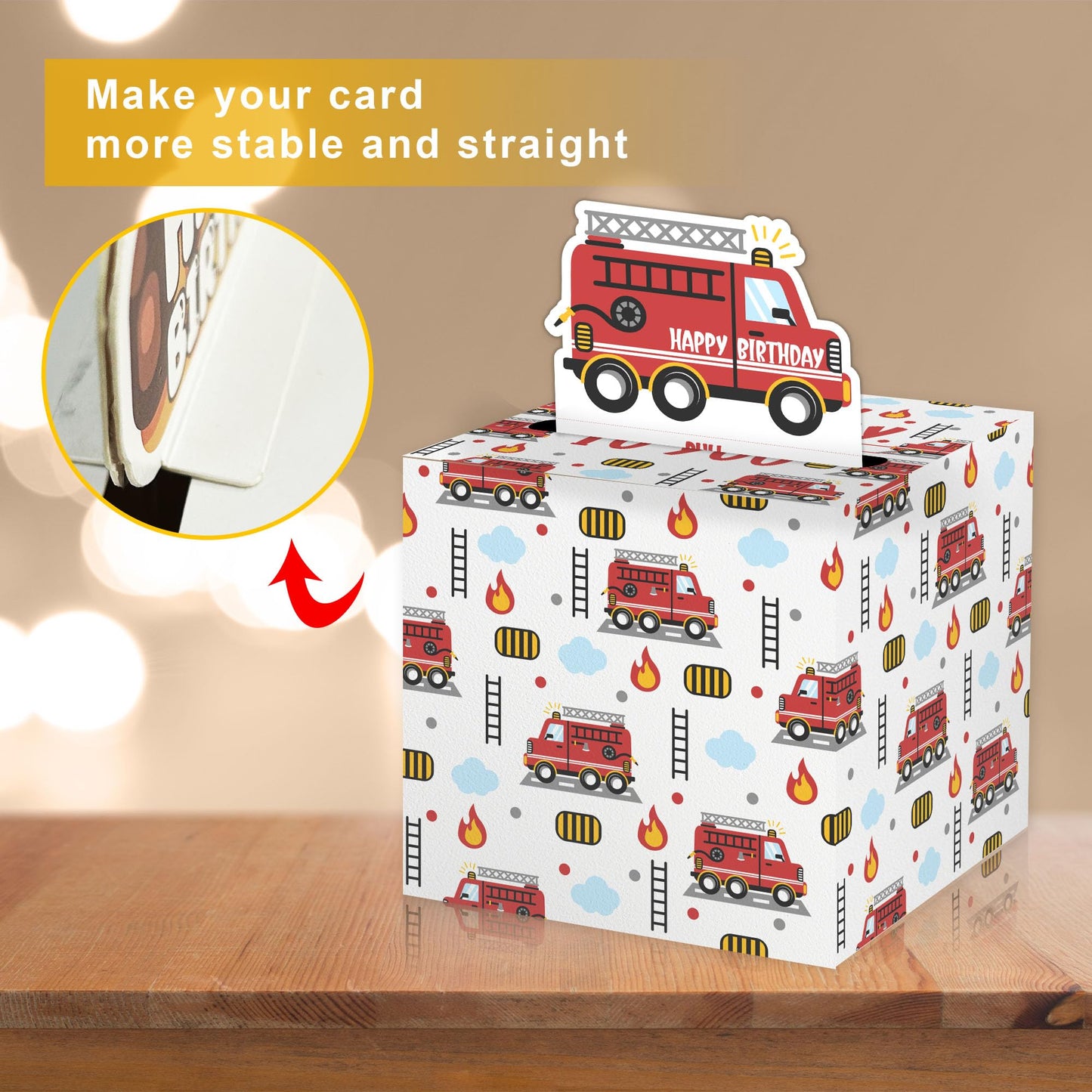 Happy Birthday Money Box For Cash Gift Set - Included Fire Truck Card With Happy Birthday And 35Pcs Transparent Bags, Fun Birthday Gift For Women Men, Surprise Box Money Gift