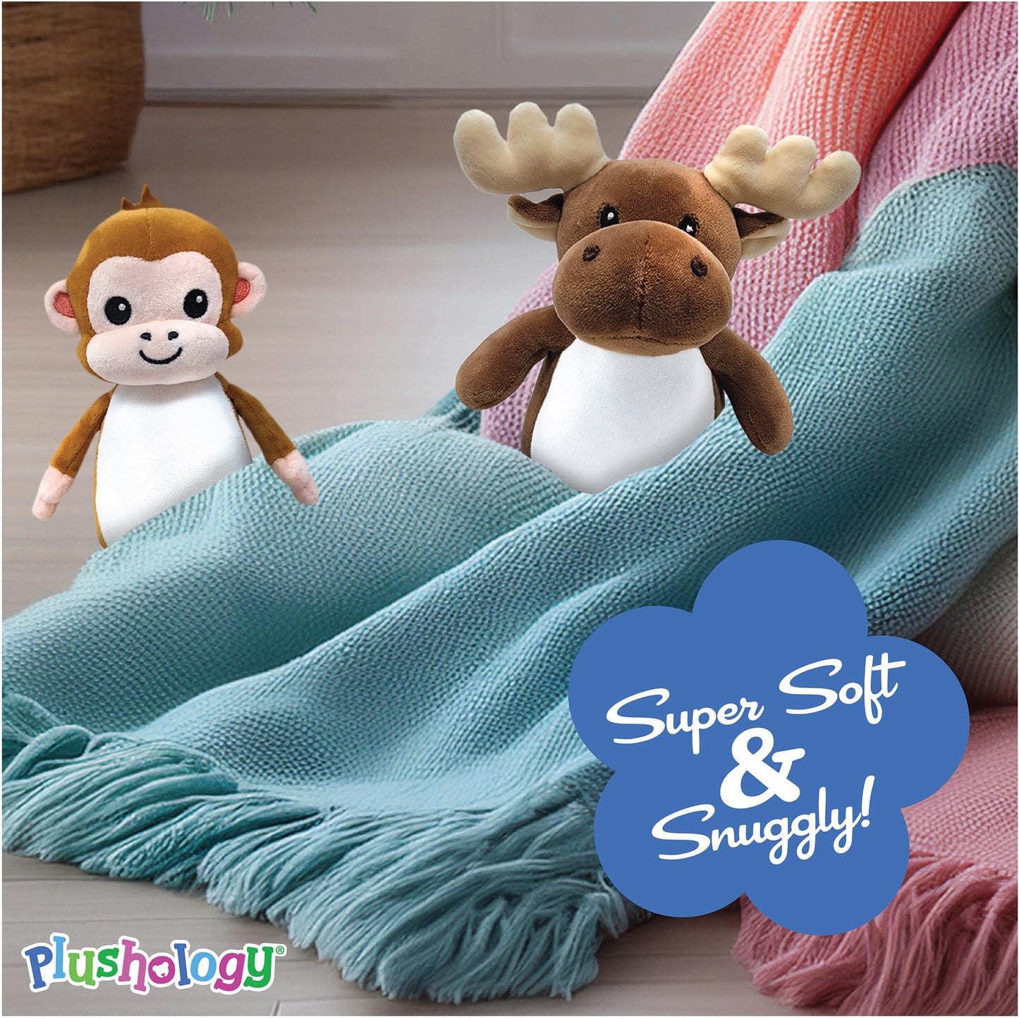PLUSHOLOGY Squishy Monkey Stuffed Animal; Ultra Soft and Cuddly Plush Toy for Kids 3 Years Old to mature-themeds; Child-Safe Embroidered Eyes adds a Unique Aesthetic; (6 Tall)