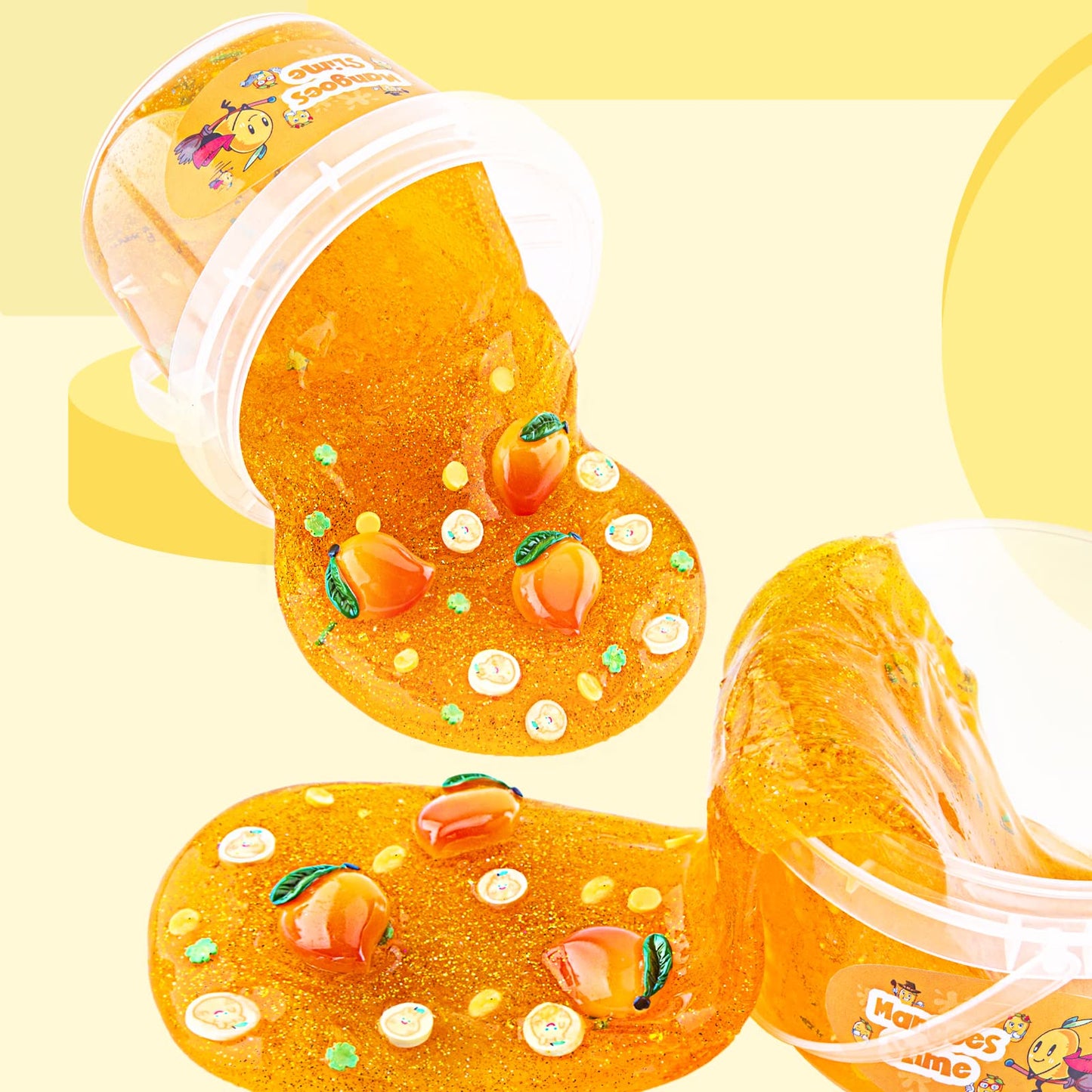 Clear Slime, Orange Mango Clear Jelly Cube Glimmer Crunchy Slime Kit With 8 Add-Ins, Idea Stress Relief Toy, Kids Party Favor, Birthday Christmas New Year Easter Gifts For Girls & Boys Age 6 7 8 9 10+