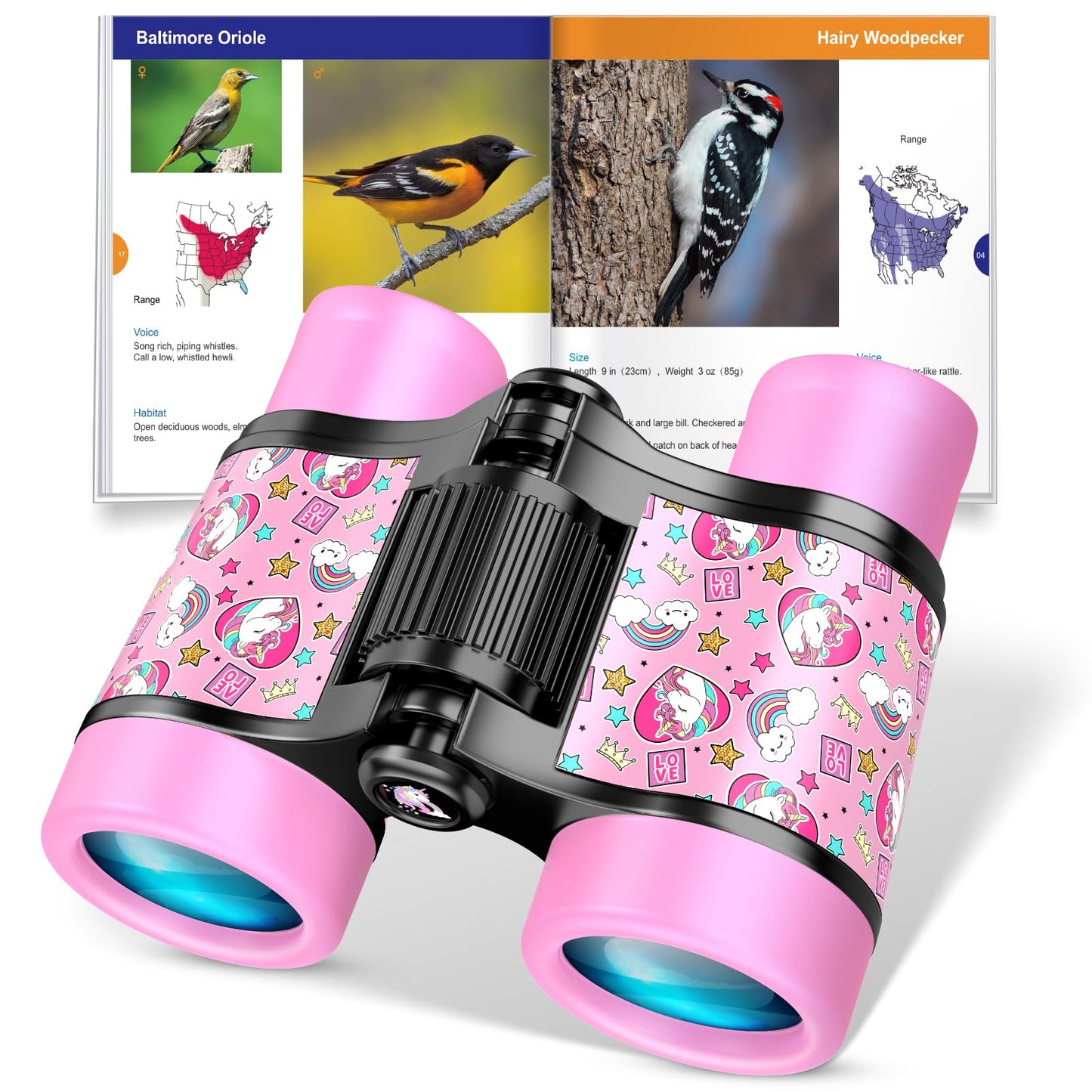 Unicorn Binoculars Toys For Kids 3 4 5 6 Year Old Girls Toddlers Pink Binoculars Toys Bird Watching Outdoor Camping Adventure Te